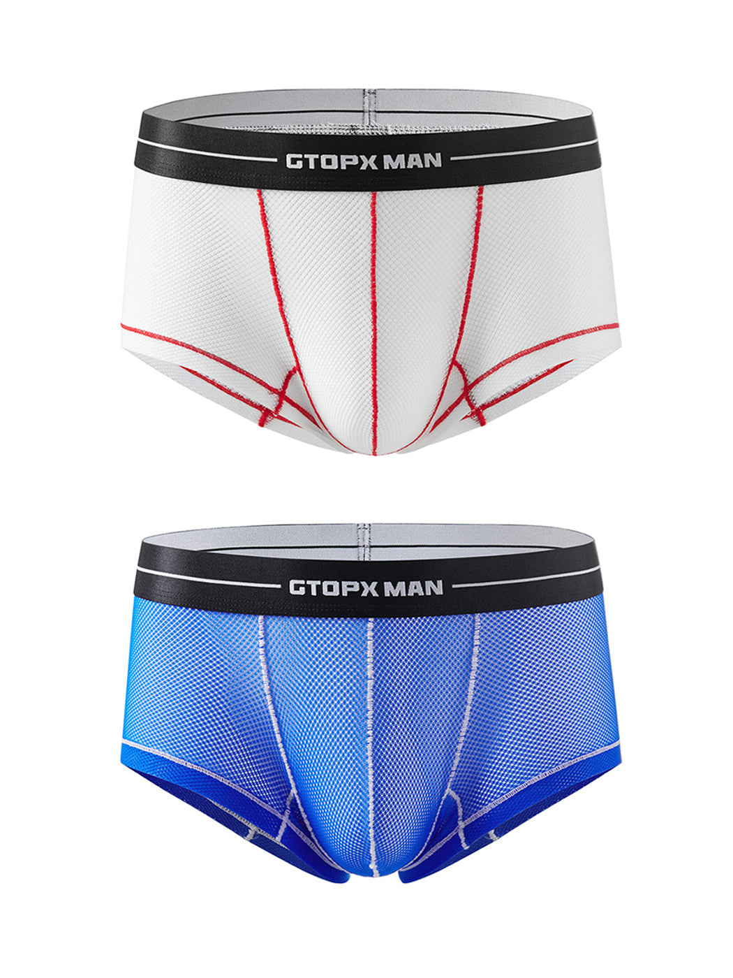 2 Pack Men's Sexy Low-rise Transparent Mesh Trunks