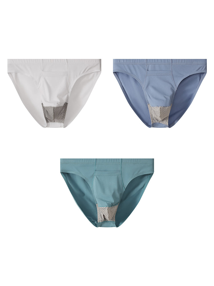 3 Pack Men's Sexy Mesh Breathable Gun Egg Separation Cotton Briefs