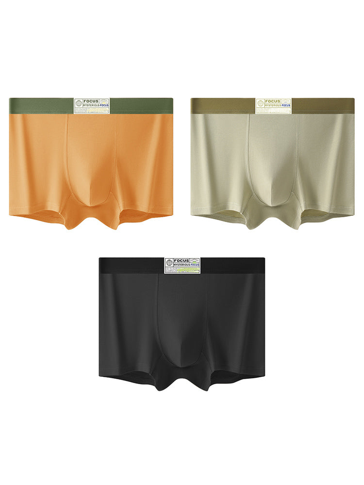 3 Pack Men's Cotton Breathable Antibacterial Quick-Dry U-Shaped Trunks