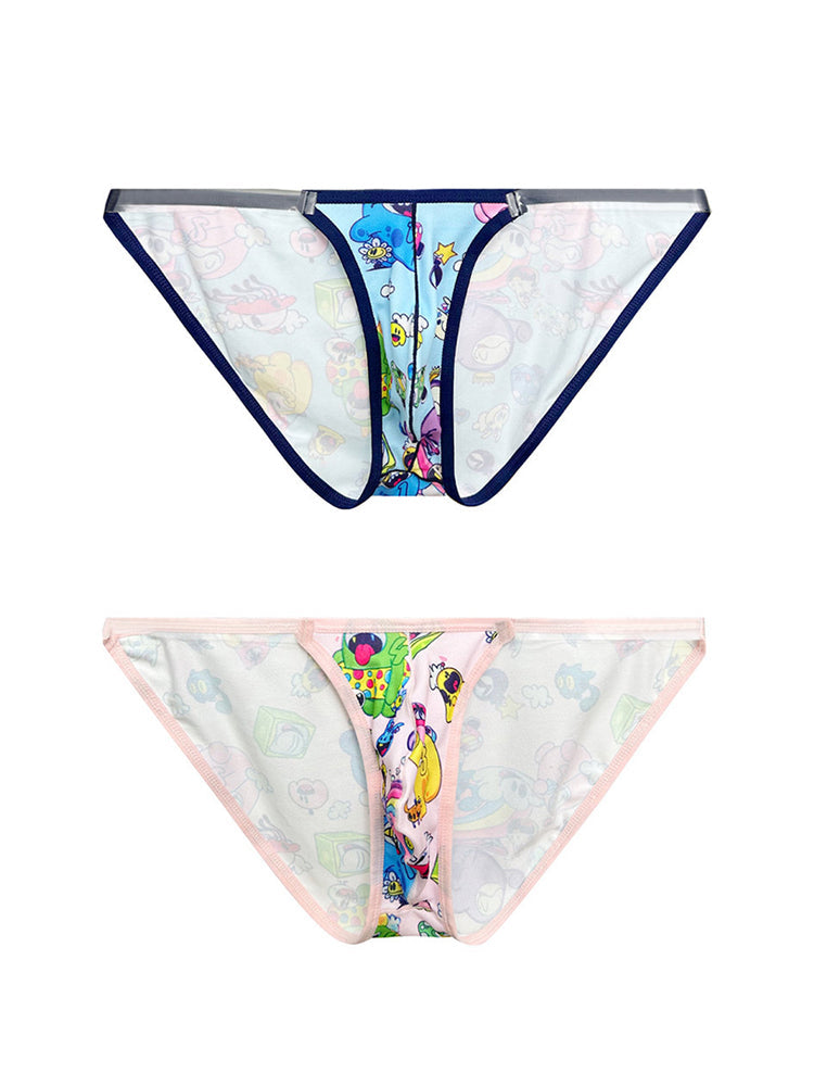 2 Pack Men's Trendy Printed Cartoon Comfortable and Breathable Bikini