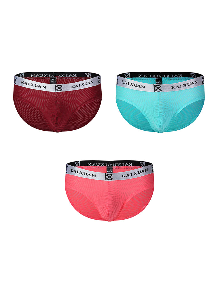 3 Pack Men's Soft Skin-Friendly Ice Silk Thin Low-Rise Briefs