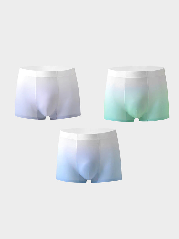 3 Pack Men's Ice Silk Gradient Quick-Dry Ultra-Thin Breathable Antibacterial Trunks