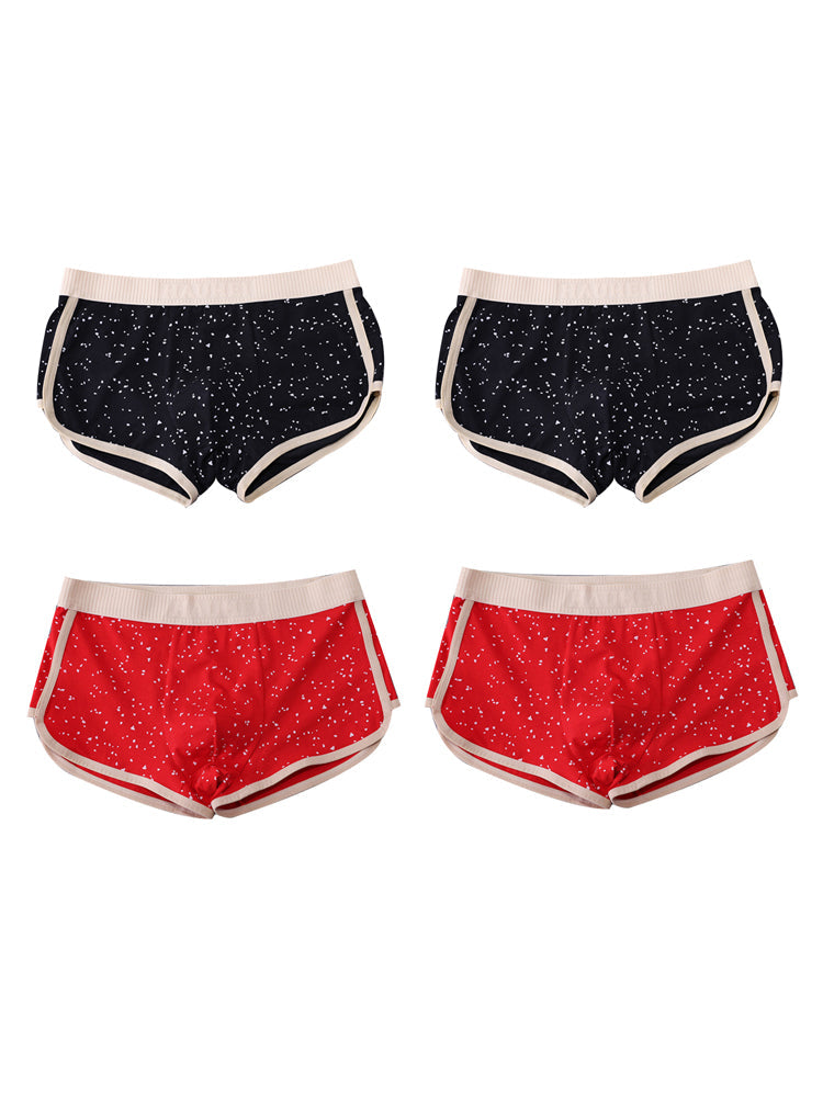 4-pack Men's Starry Sky Pure Cotton Personality Trendy Youth Boxer Briefs