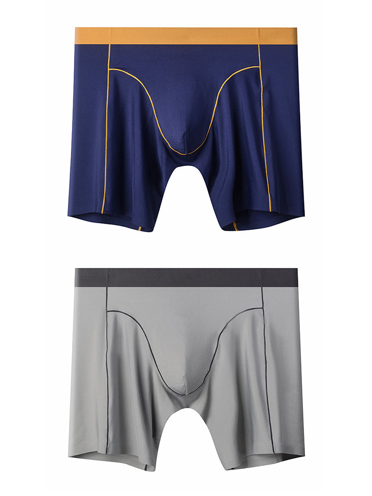 2 Pack Men's Sports Anti-Chafing Ice Silk Quick-Dry Boxers Briefs & Midway Briefs