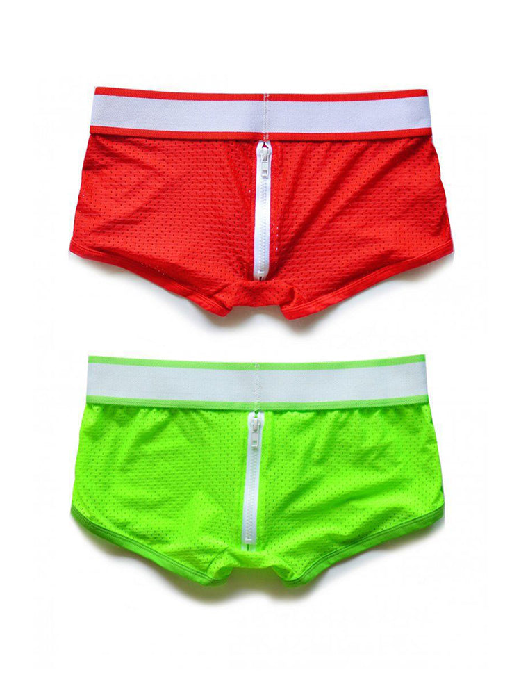2 Pack Men's Fashionable Low-Rise Zipper Trunks