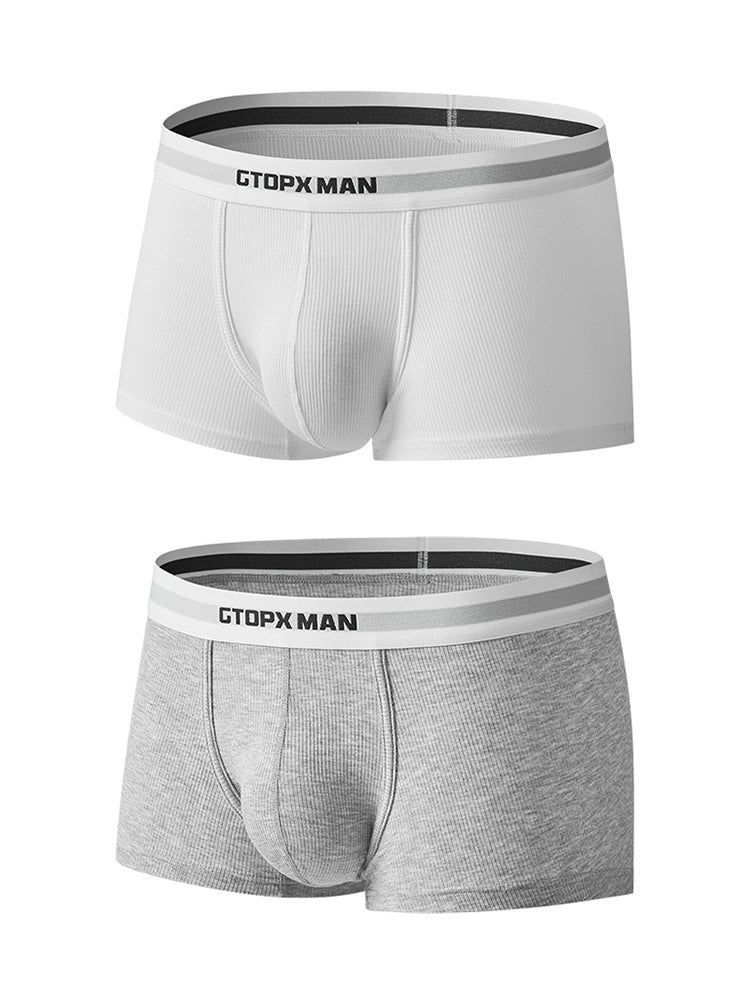 2-Pack Men's Threaded Large Pouch U-convex Sweat-absorbent Breathable Thin Sports Boxer Pants