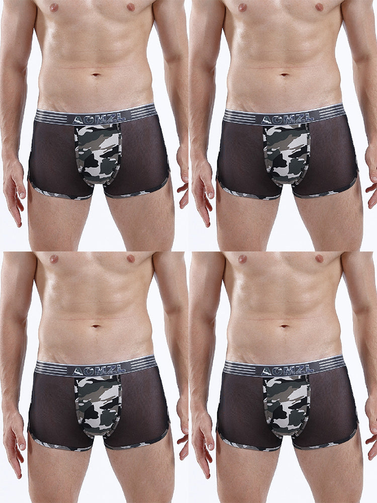 4-pack Men's Cotton Seamless Mesh Breathable Boxer Briefs