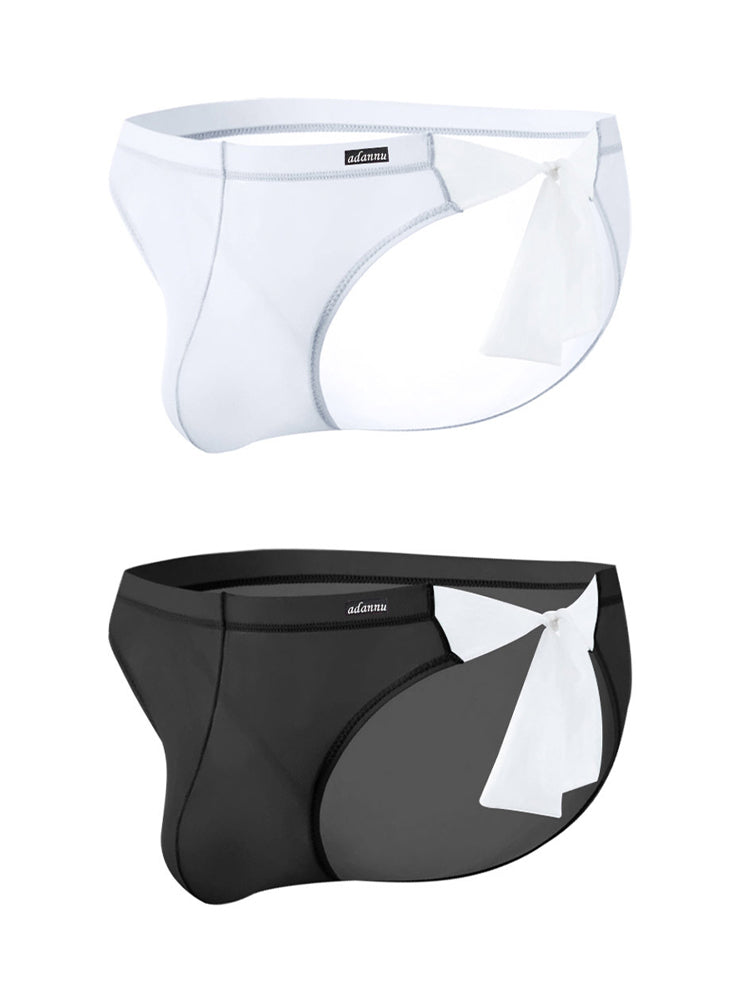2 Pack Men's Nylon Ultra-Thin Breathable Semi-Transparent Sexy Briefs