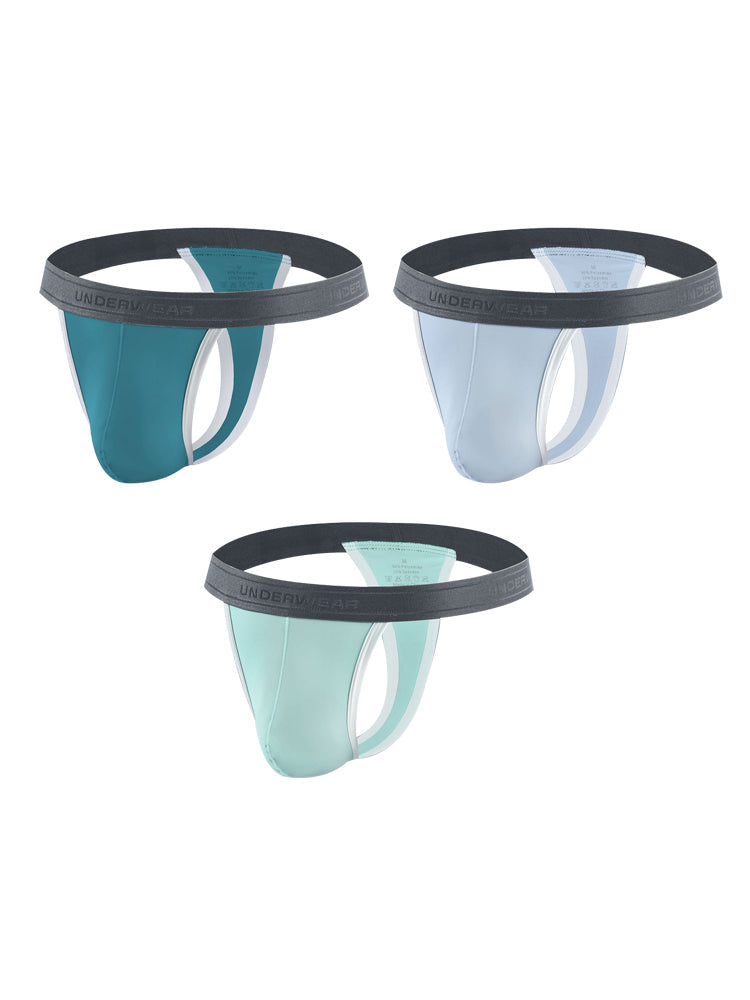 3 Pack Men's Contoured Pouch Ice Silk Thong