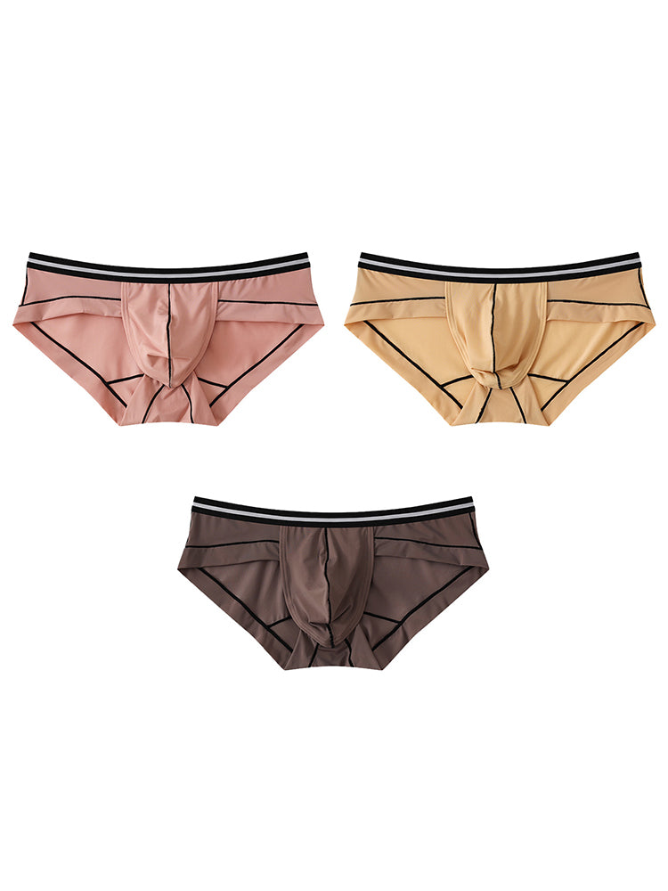 3 Pack Men's Semi-Transparent Comfortable Soft Skin-Friendly Minimalist Briefs