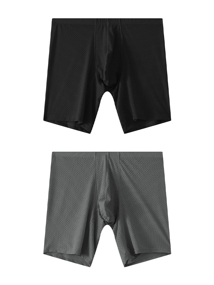 2 Pack Men's Mesh Transparent Sports Fitness Loose Boxer Briefs