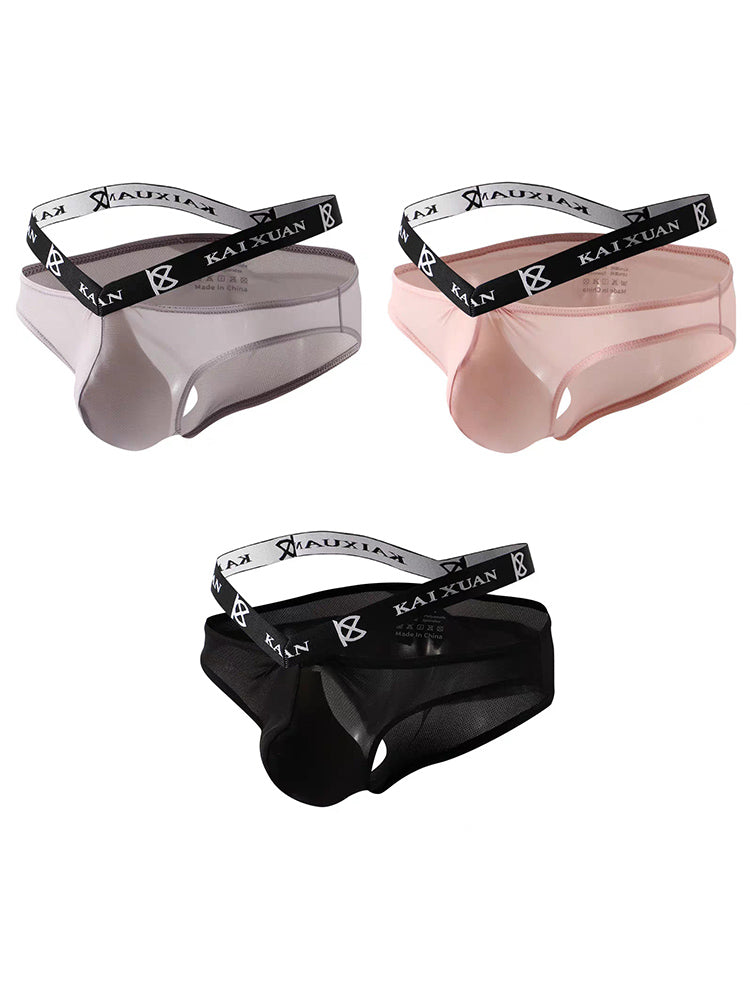 3 Pack Men's Sexy Ice Silk Mesh Breathable Erotic Briefs