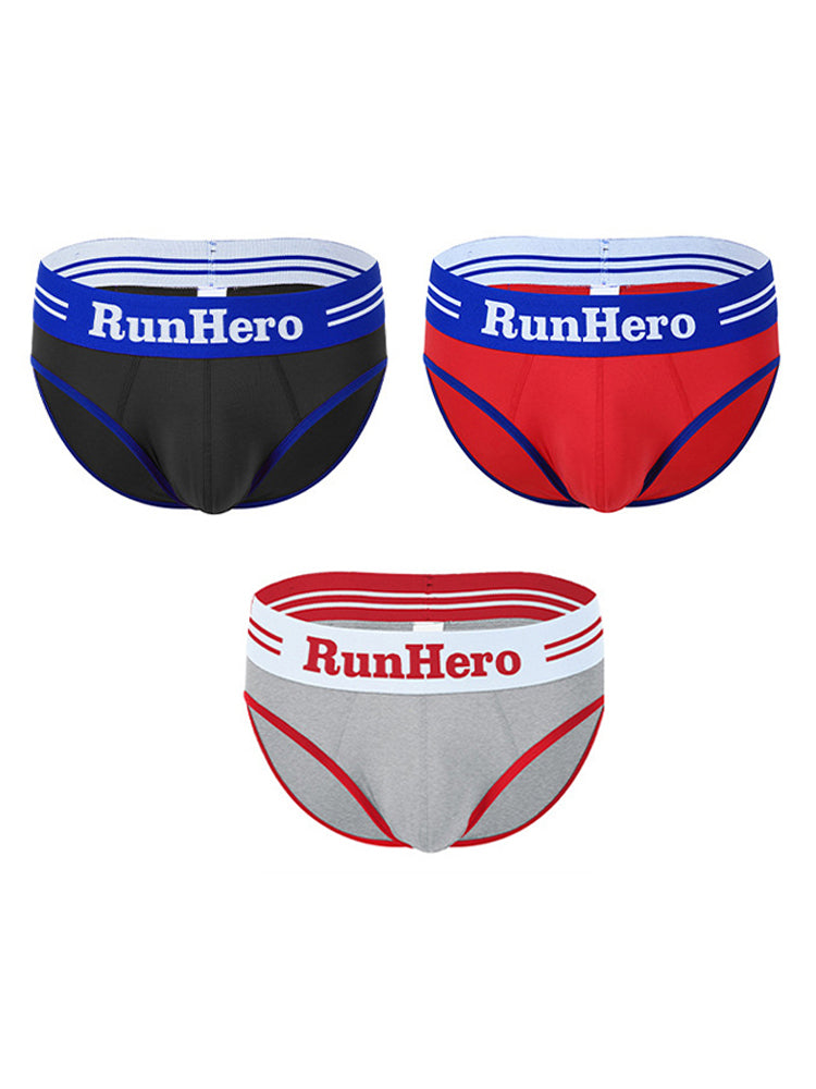 3 Pack Men's Low-Rise Sports Breathable Fitness Hip-Lifting Cotton Briefs