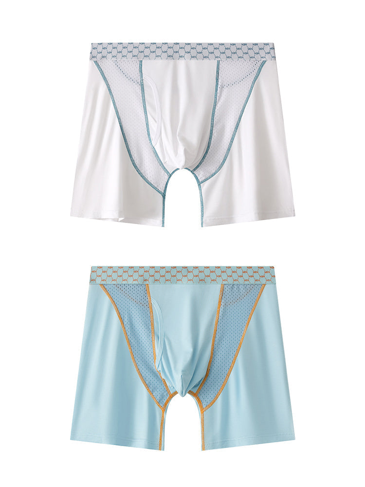 2 Pack Men's Nylon Breathable Sports Anti-Chafing Casual Business Boxer Briefs