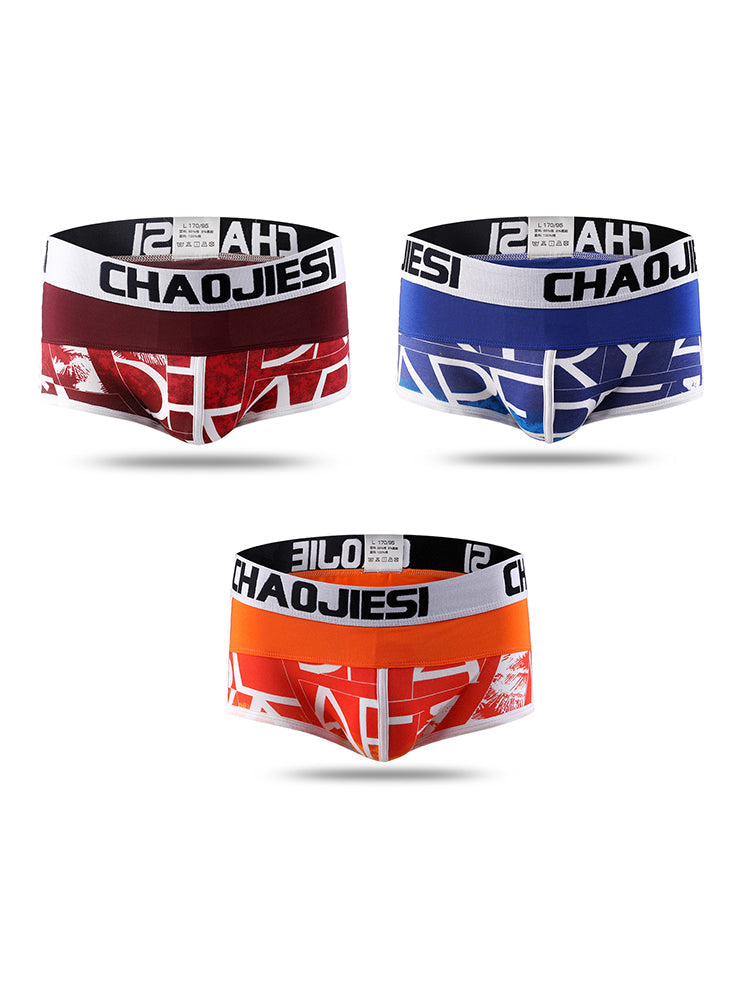 3 Pack Men's Cotton Trendy Youthful Sexy Low-Rise Trunks