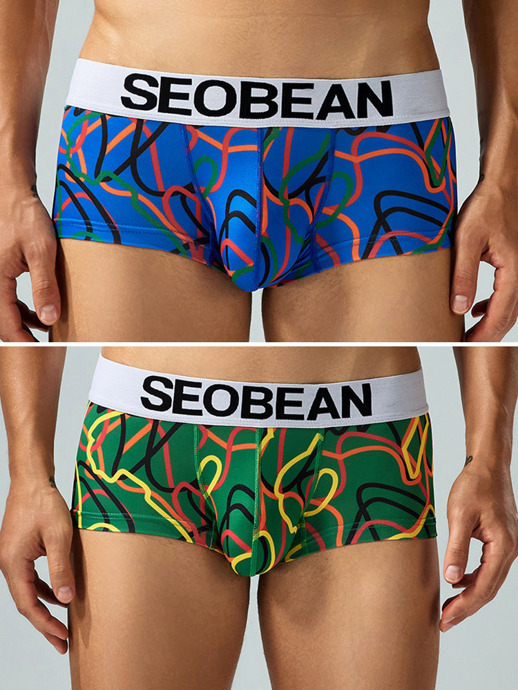 2 Pack Men's Comfortable Breathable Messy Lines Polyester Boxer Briefs