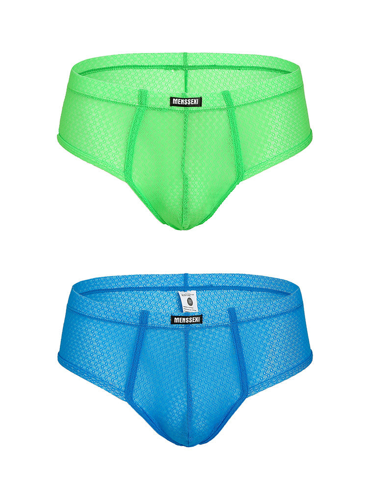 2 Pack Men's Low-Rise Lace Semi-Transparent Trunks
