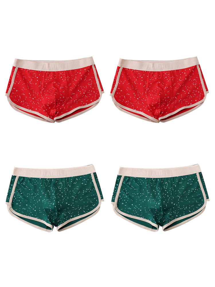 4-pack Men's Starry Sky Pure Cotton Personality Trendy Youth Boxer Briefs