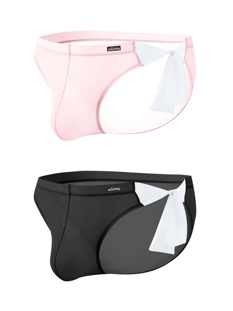 2 Pack Men's Nylon Ultra-Thin Breathable Semi-Transparent Sexy Briefs