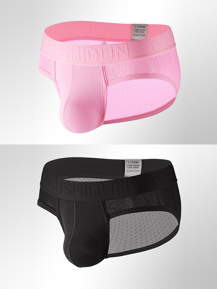 2 Pack Men's Low Rise Mesh Large Pouch U-convex Breathable Comfortable Briefs