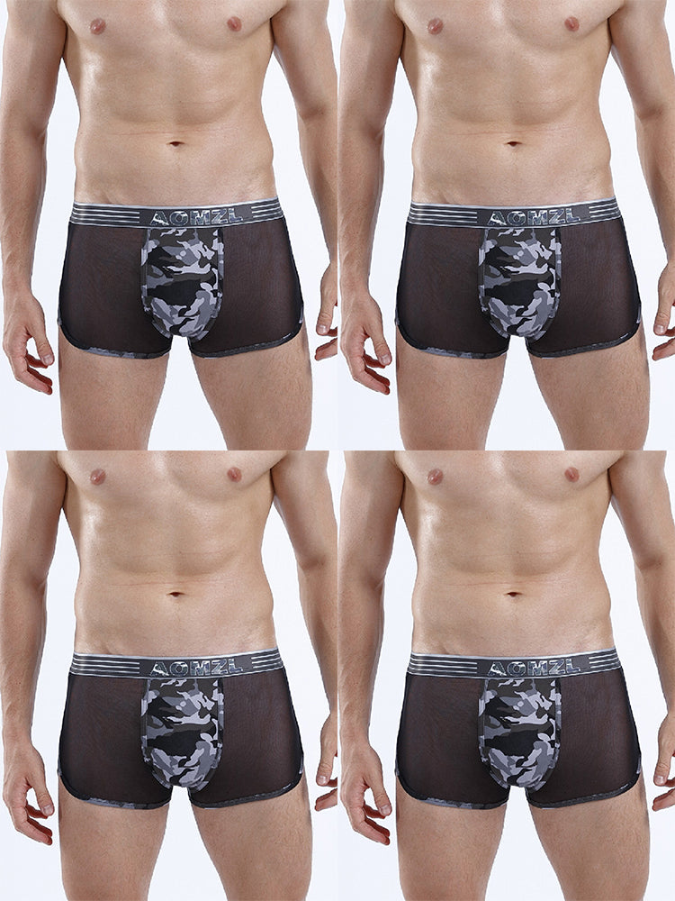 4-pack Men's Cotton Seamless Mesh Breathable Boxer Briefs