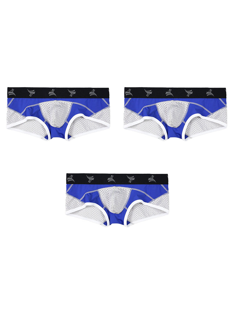 3 Pack Men's Nylon Mesh Breathable U-Pouch Trunks