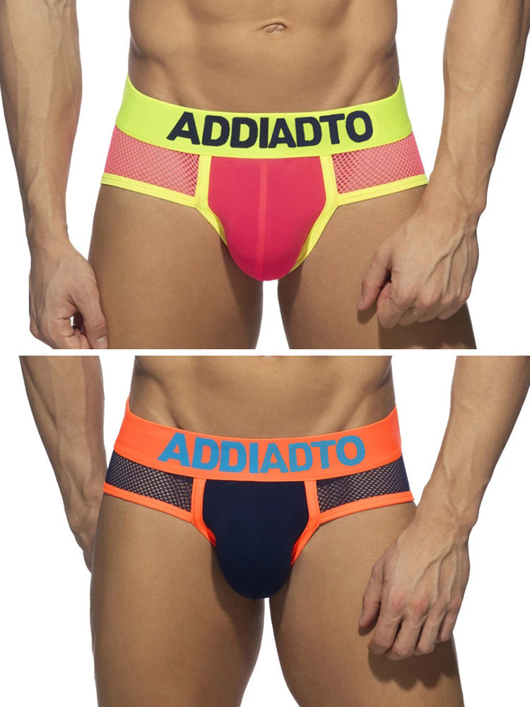 2-pack Men's Neon Mesh High-elastic U-convex Three-dimensional Pouch Sports Briefs