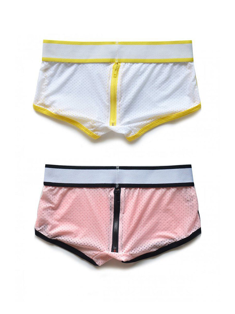 2 Pack Men's Fashionable Low-Rise Zipper Trunks