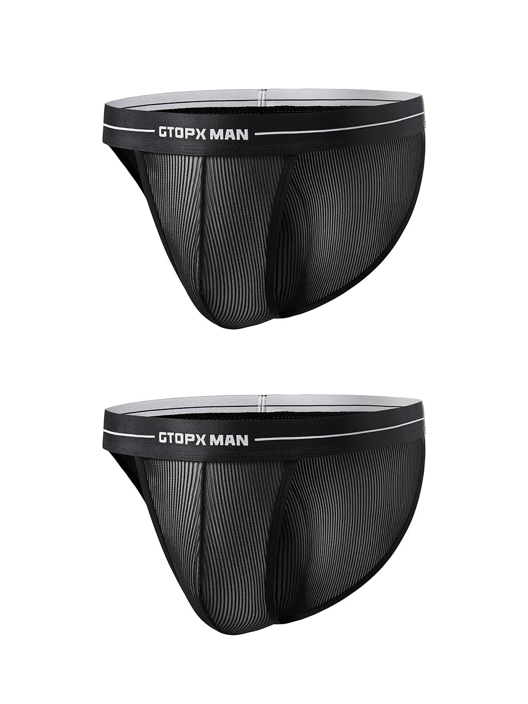 2 Pack Men's Sexy Striped Mesh Briefs