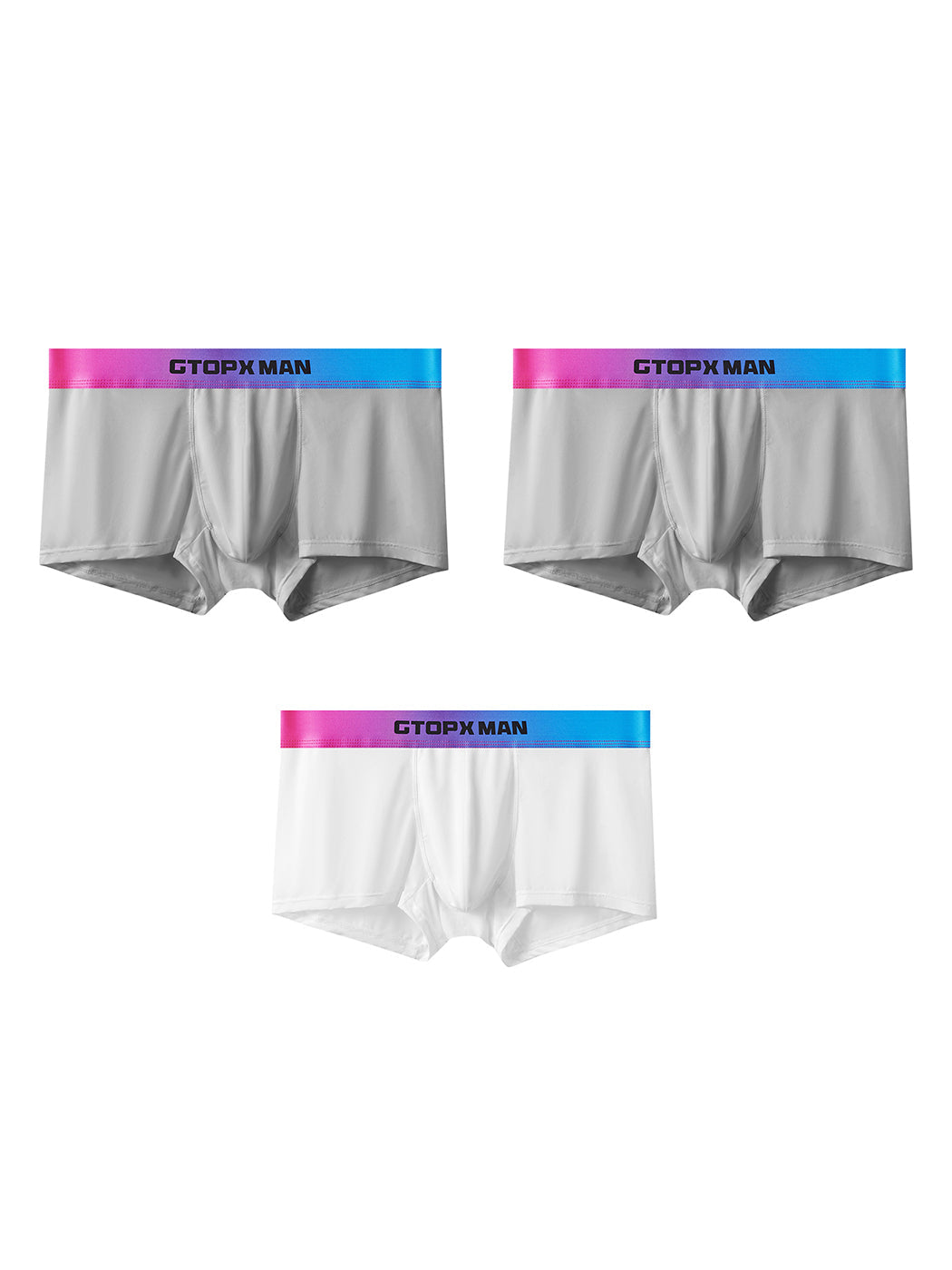 3 Pack Men's U Pouch Trunks with Ombre Belt
