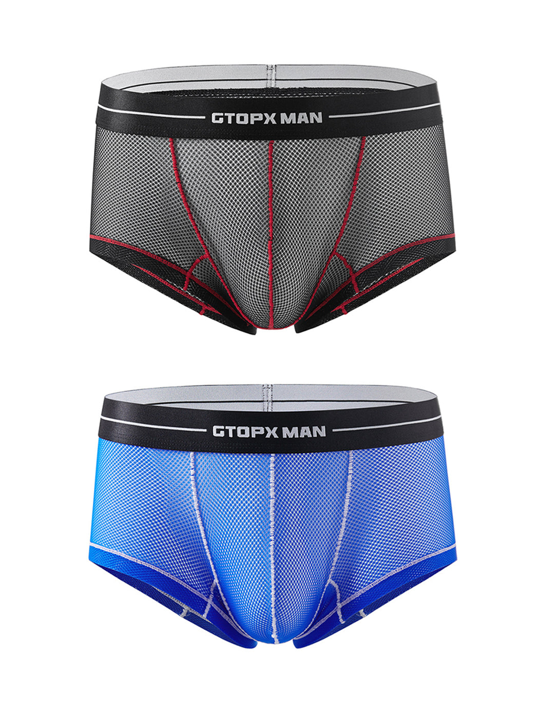 2 Pack Men's Sexy Low-rise Transparent Mesh Trunks