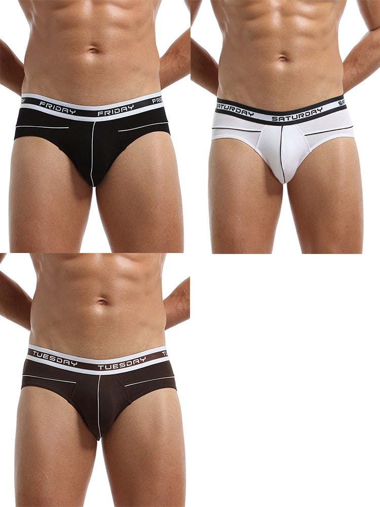 3 Pack Men's Comfortable Sporty Breathable Low-Waist Sexy Briefs