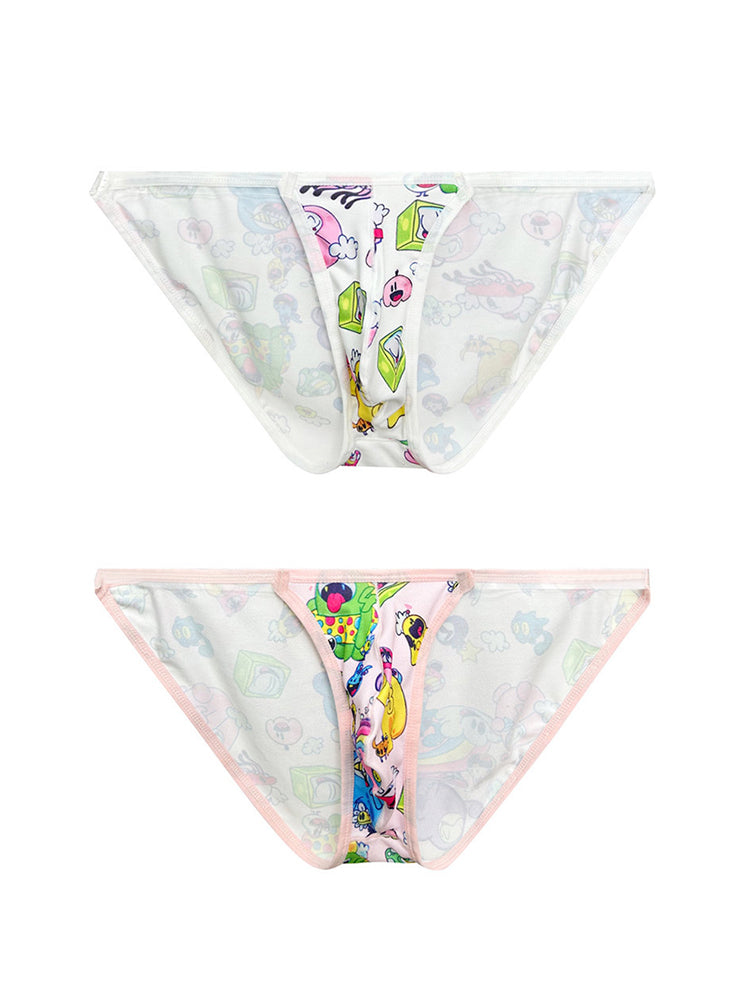 2 Pack Men's Trendy Printed Cartoon Comfortable and Breathable Bikini