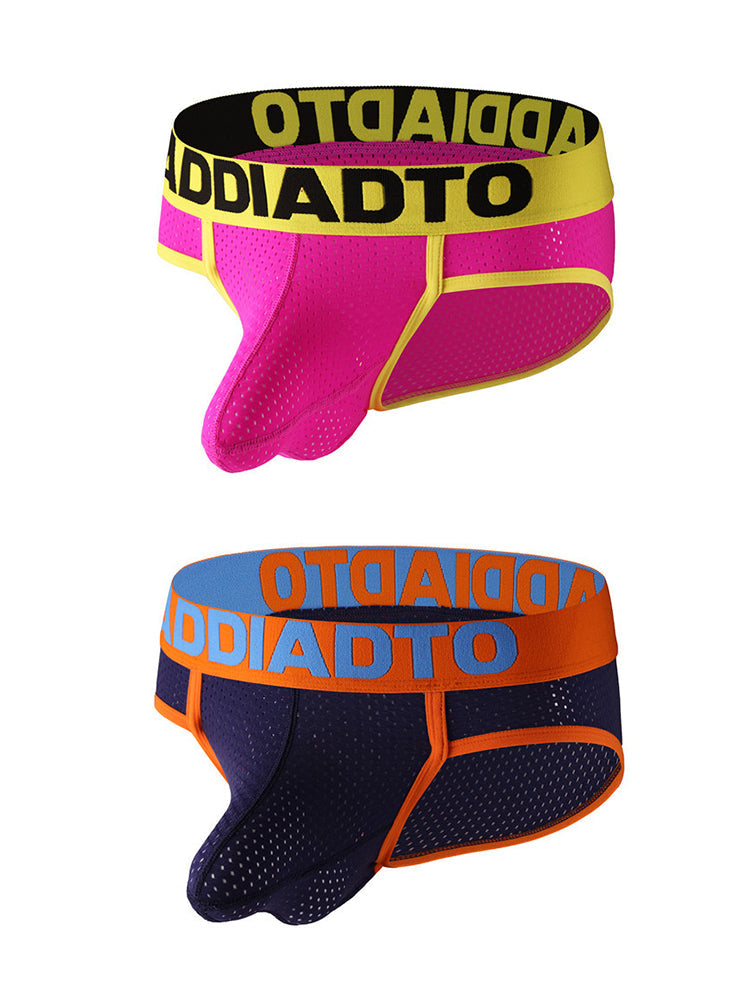 2 Pack Men's U-Pouch Mesh Low-Rise Briefs