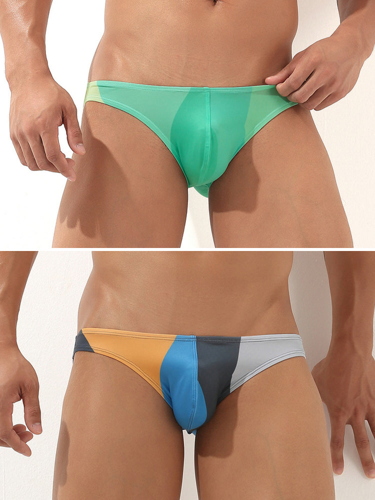 2 Pack Men's Low-Rise Color-Blocking Briefs