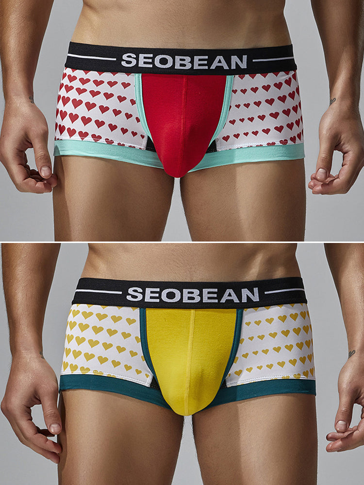 2 Pack Men's Low Rise Sexy Heart U-Shaped Pouch Boxer Briefs