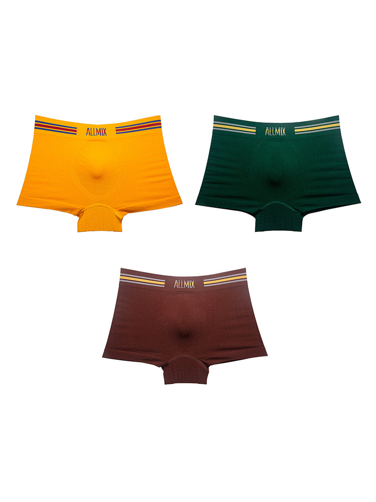 3 Pack ALLMIX Men's Sexy Striped Seamless Low Waist Boxers Briefs