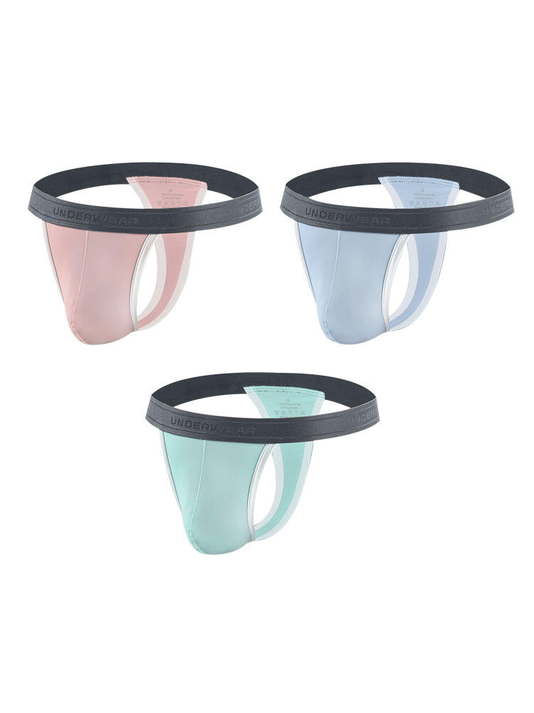 3 Pack Men's Contoured Pouch Ice Silk Thong