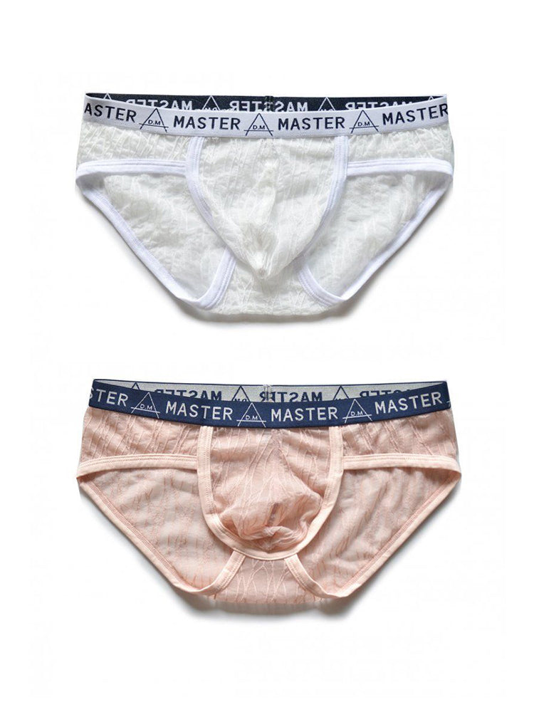 2 Pack Men's Low-Rise Sexy Lace U-Pouch Briefs