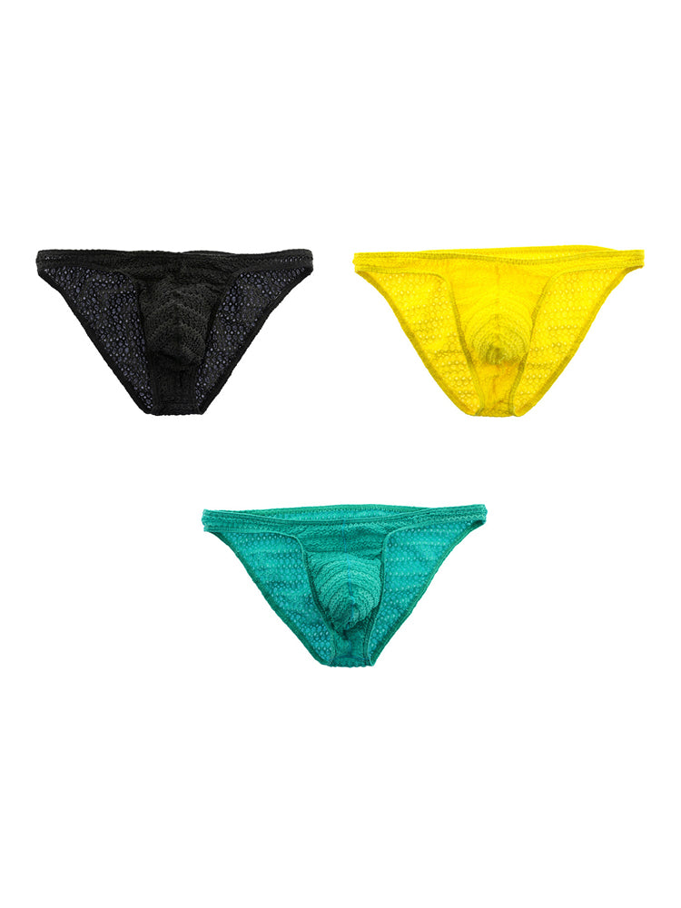3-pack Men's Low-rise Sexy Mesh Lace Briefs