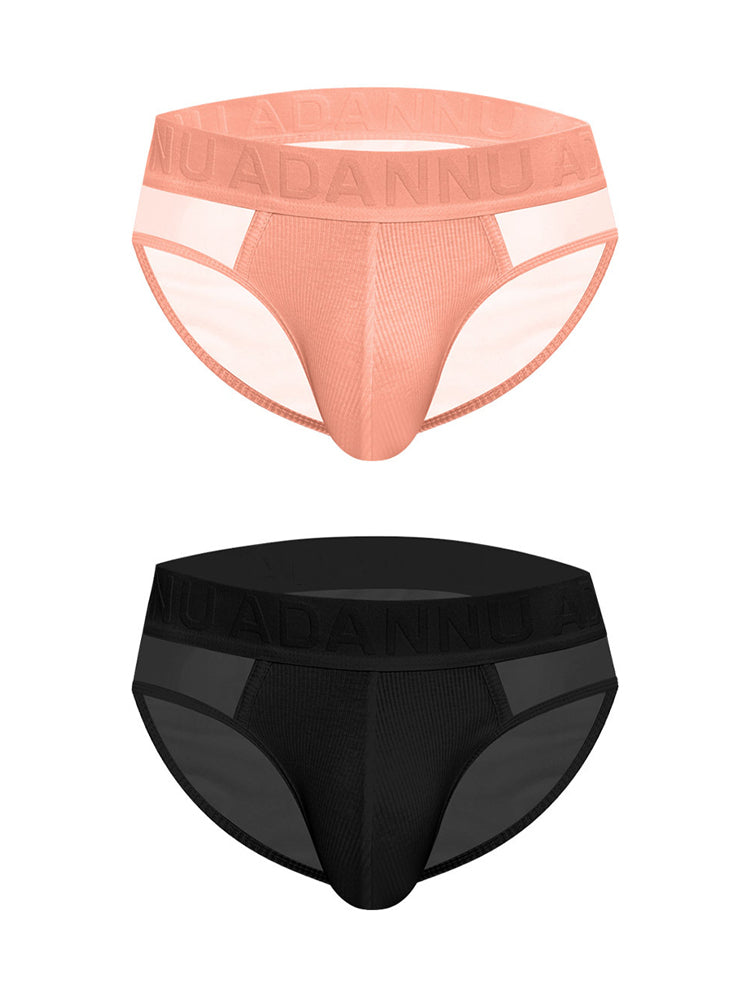 2-pack Men's Sexy Semi-transparent Ribbed Briefs