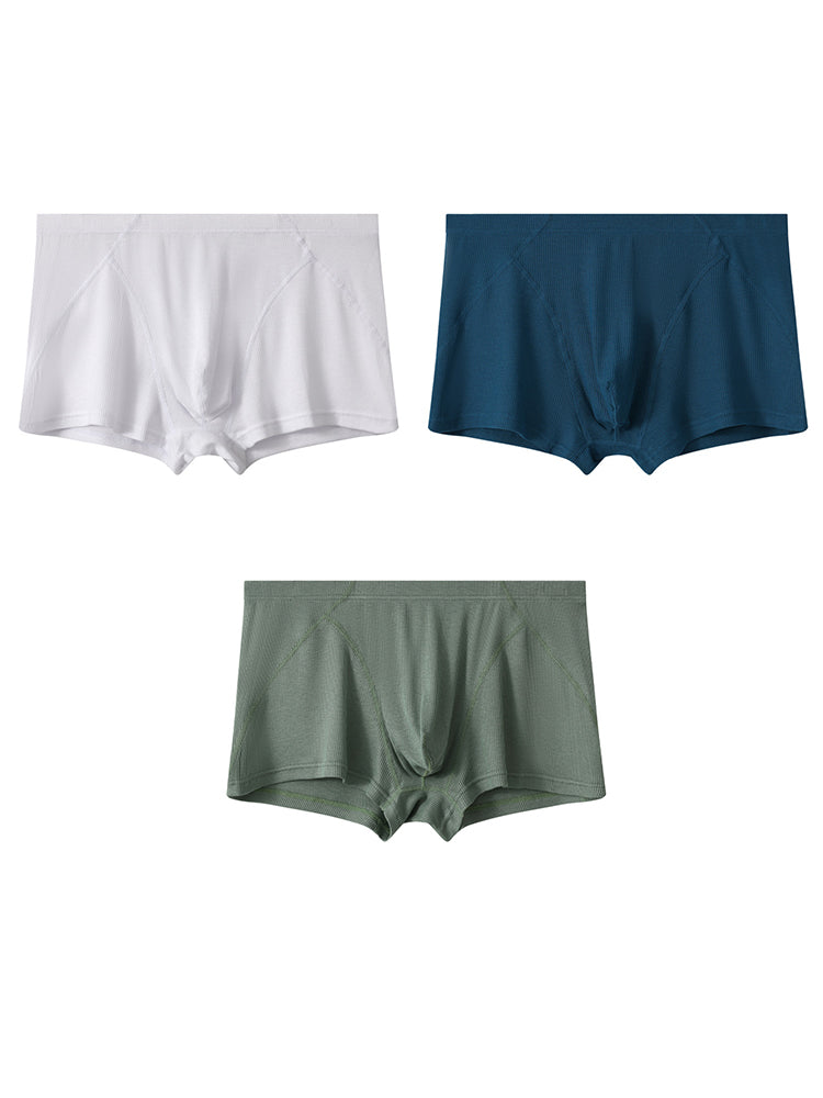 3 Pack Men's Breathable Comfort U-Shaped Raised Pocket Ribbed Briefs
