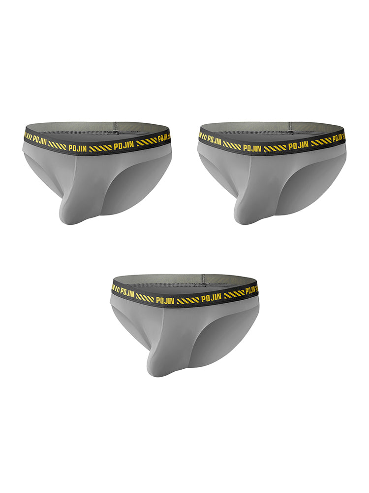 3 Packs of Men's Breathable Sports Ice Silk Seamless Briefs