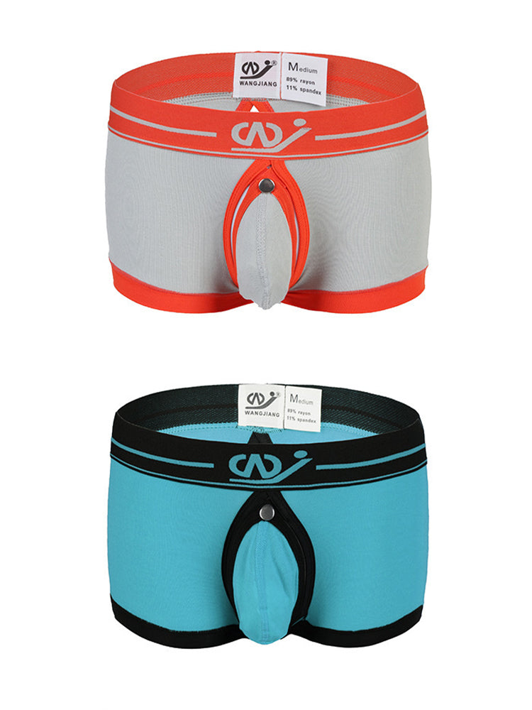 2 Pack Men's Large Pouch Back Opening Sexy Trunks