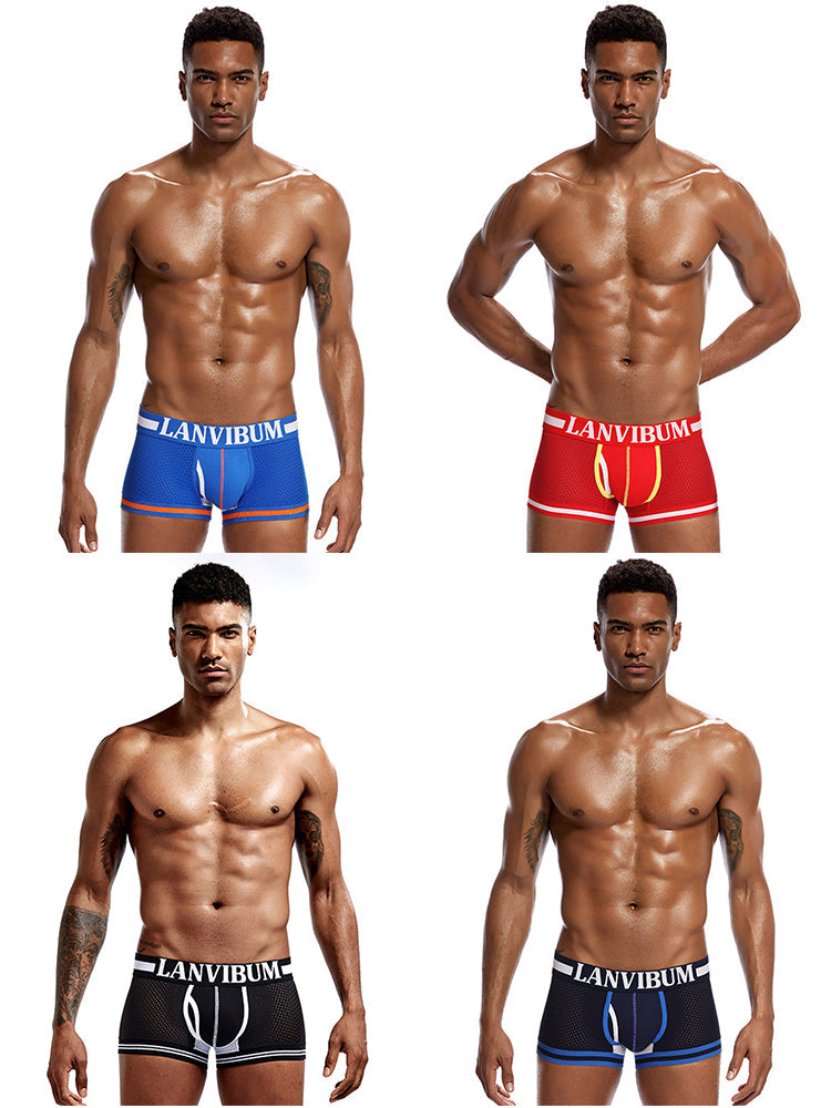 4 Pack Men's Mesh Breathable Quick-Dry Sexy Nylon Trunks