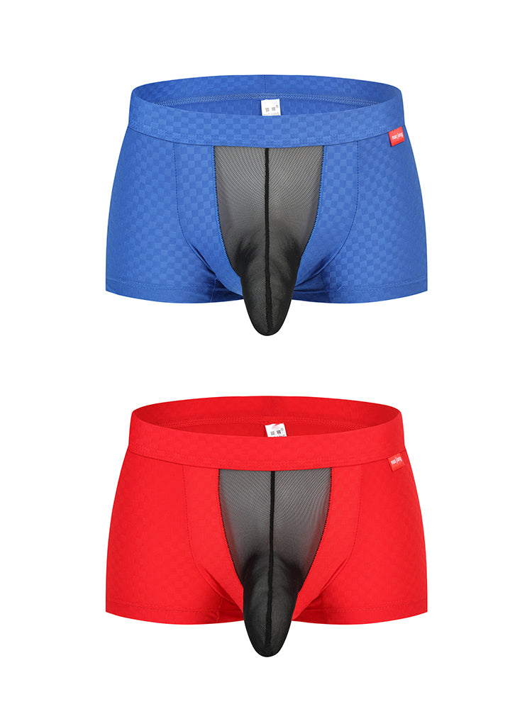 2 Pack Men's U-Pouch Ice Silk Sexy Trunks
