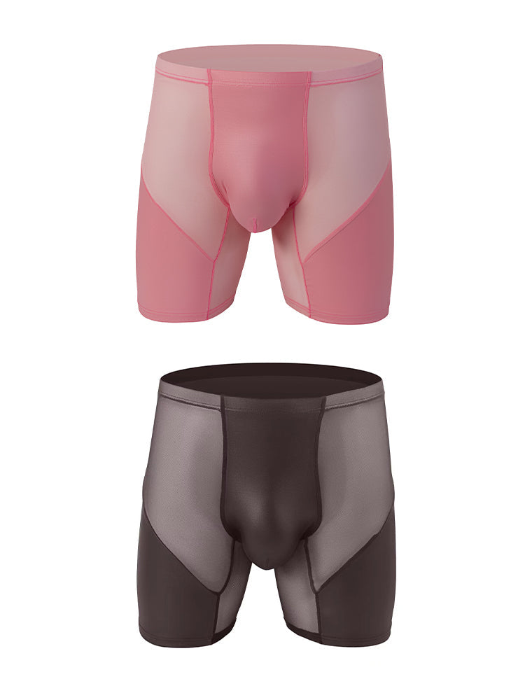 2 Pack Men's Casual Sports Transparent Mesh Midway Briefs