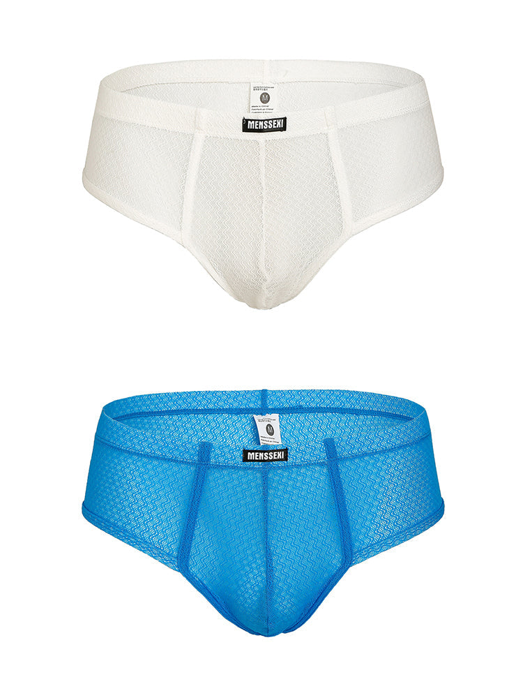 2 Pack Men's Low-Rise Lace Semi-Transparent Trunks