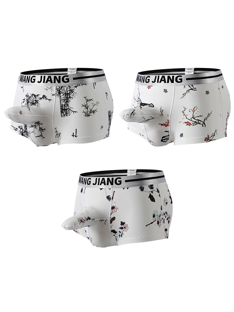 3 Pack Men's Ice Silk Dual Pouch Trunks