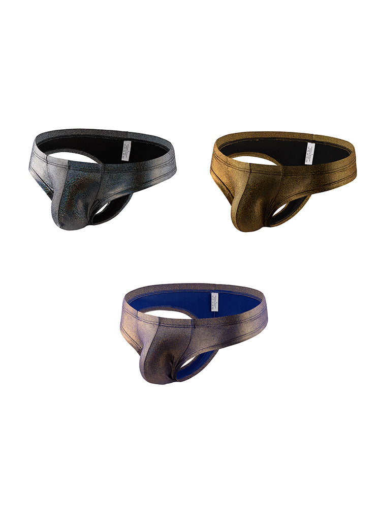 3 Pack Men's Solid Color Sparkle Briefs
